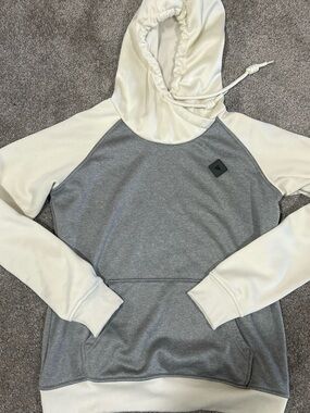 Burton Two-Tone Gray and White Hoodie with Logo Patch